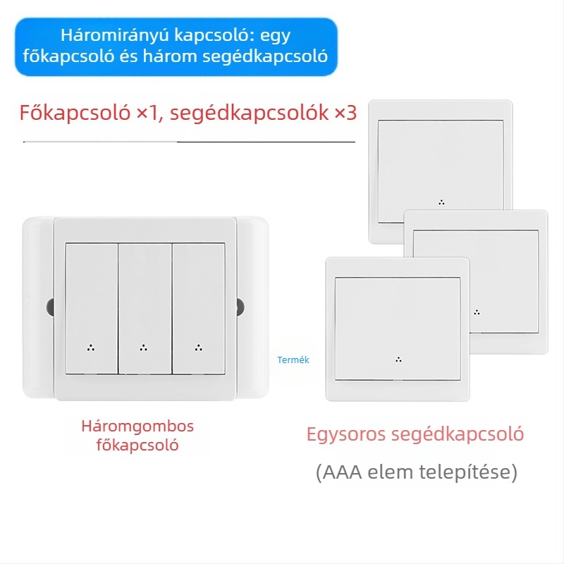 Vezeték nélküli kettős vezérlésű kapcsoló éjjeli lámpához ragasztó panellel, 220V