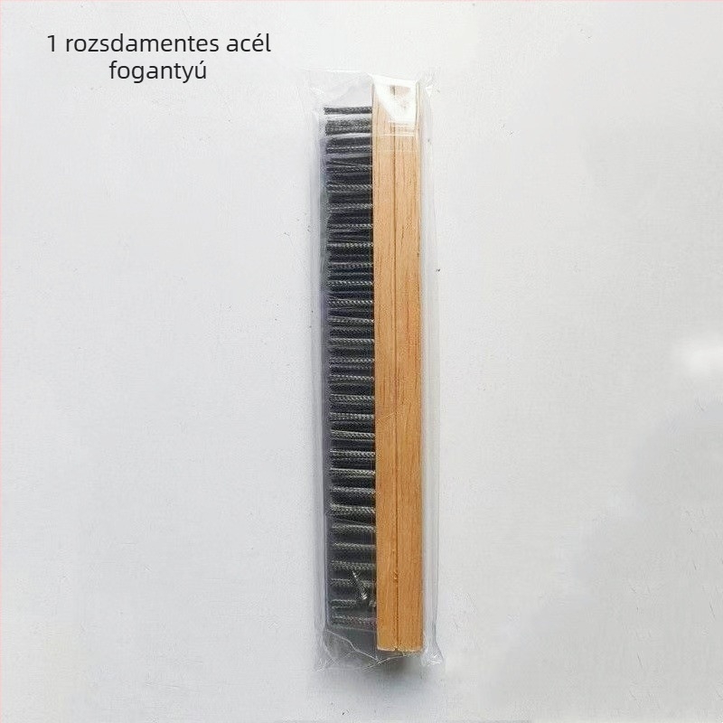 Pizzához való barbecue ecset rézdróttal és fa nyéllel, kő sütő tisztítására