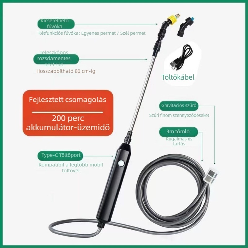 Hordozható növényvédő permetező automata elektromos visszahúzható permetezőpisztollyal a növények öntözésére és dezinfekciójára (Típus: teáskanna/öntöző kanna/ zuhany; Anyag: Egyéb; Kapacitás: Egyéb; Alkalmazási terület: Egyéb)