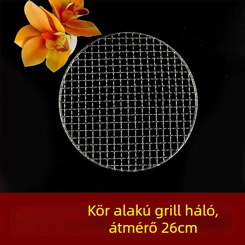 Rozsdamentes acélból kör alakú grillrács — polírozott felület, ponthegesztés, súly 150 g, doboz 50 darab