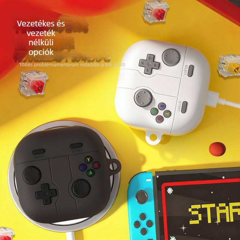 Samsung Buds4 fülhallgató tok – retro játékstílus, szilikon, teljes borítású puha héj, minimalistikus dizájn, spray-finish felület, kompatibilis Buds4/Buds4 Pro