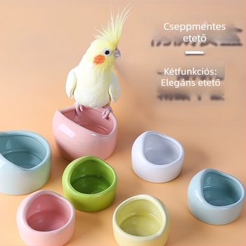 Papagáj kerámiás víztál és etetőedény kalitkához – Anyag: Egyéb; Eredet: Egyéb; Alkalmas akváriumhoz; Kézi etetés csak