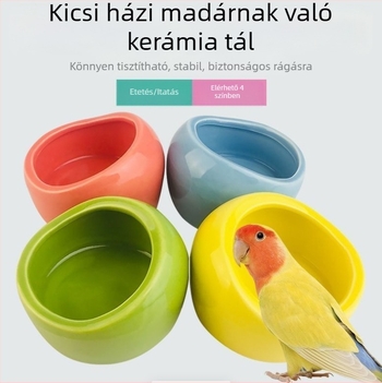 Papagáj kerámiás víztál és etetőedény kalitkához – Anyag: Egyéb; Eredet: Egyéb; Alkalmas akváriumhoz; Kézi etetés csak