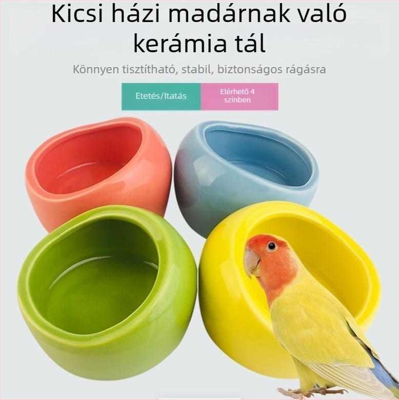 Papagáj kerámiás víztál és etetőedény kalitkához – Anyag: Egyéb; Eredet: Egyéb; Alkalmas akváriumhoz; Kézi etetés csak