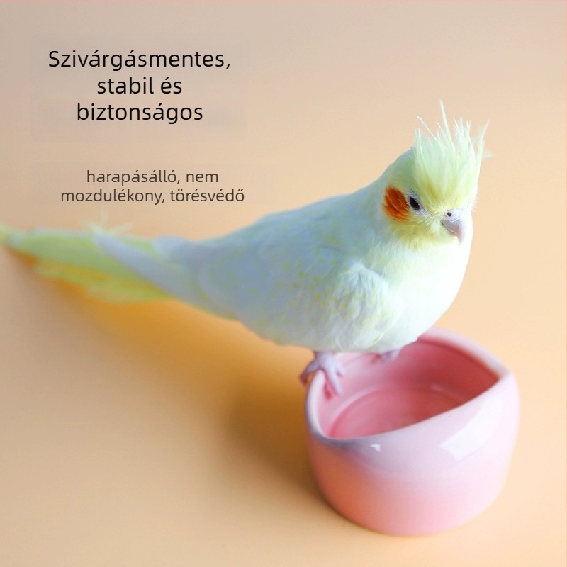 Papagáj kerámiás víztál és etetőedény kalitkához – Anyag: Egyéb; Eredet: Egyéb; Alkalmas akváriumhoz; Kézi etetés csak