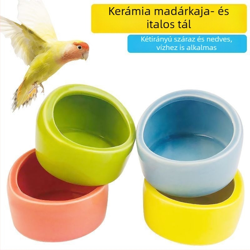 Papagáj kerámiás víztál és etetőedény kalitkához – Anyag: Egyéb; Eredet: Egyéb; Alkalmas akváriumhoz; Kézi etetés csak