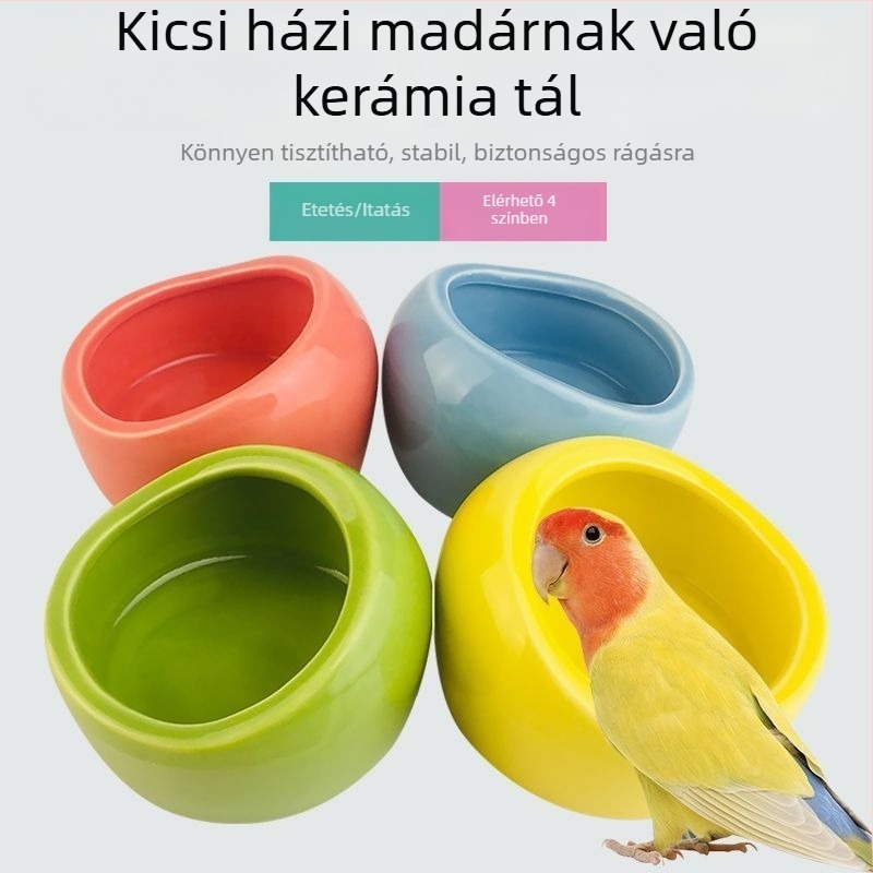 Papagáj kerámiás víztál és etetőedény kalitkához – Anyag: Egyéb; Eredet: Egyéb; Alkalmas akváriumhoz; Kézi etetés csak