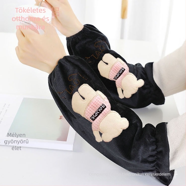 Uniszex karvédő ujjvégek fleece anyagból, meleg, virágos mintával, domborított textúra