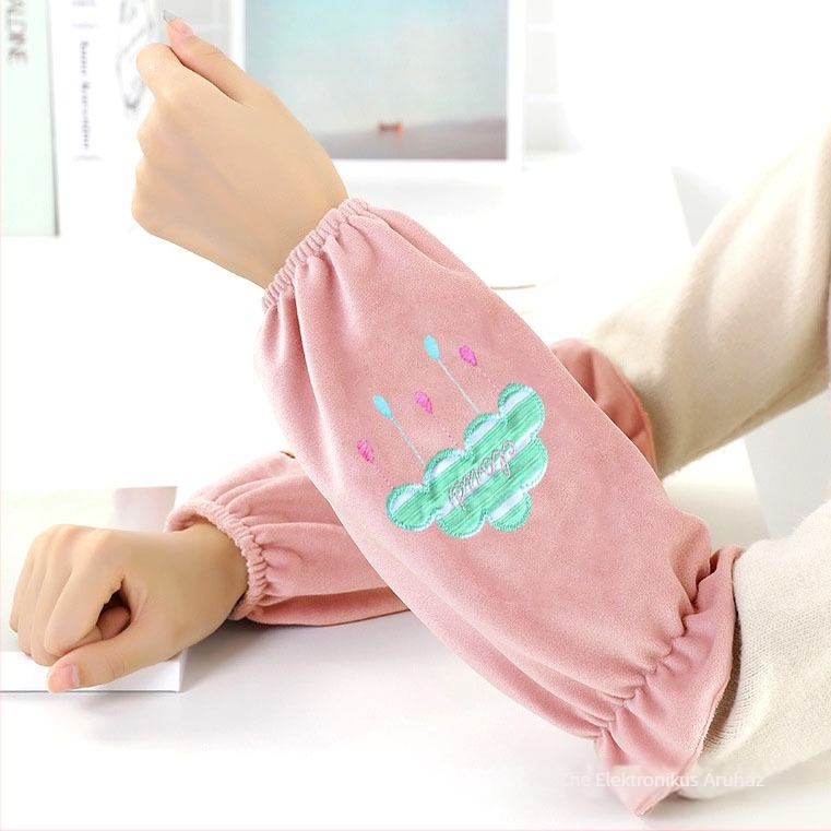 Uniszex karvédő ujjvégek fleece anyagból, meleg, virágos mintával, domborított textúra