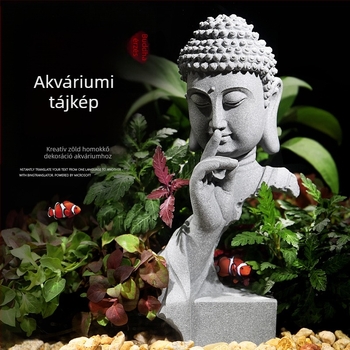 Kék homokkő Buddha szobor és Sun Wukong dísz az akváriumi tájépítéshez, zen rockery dekoráció