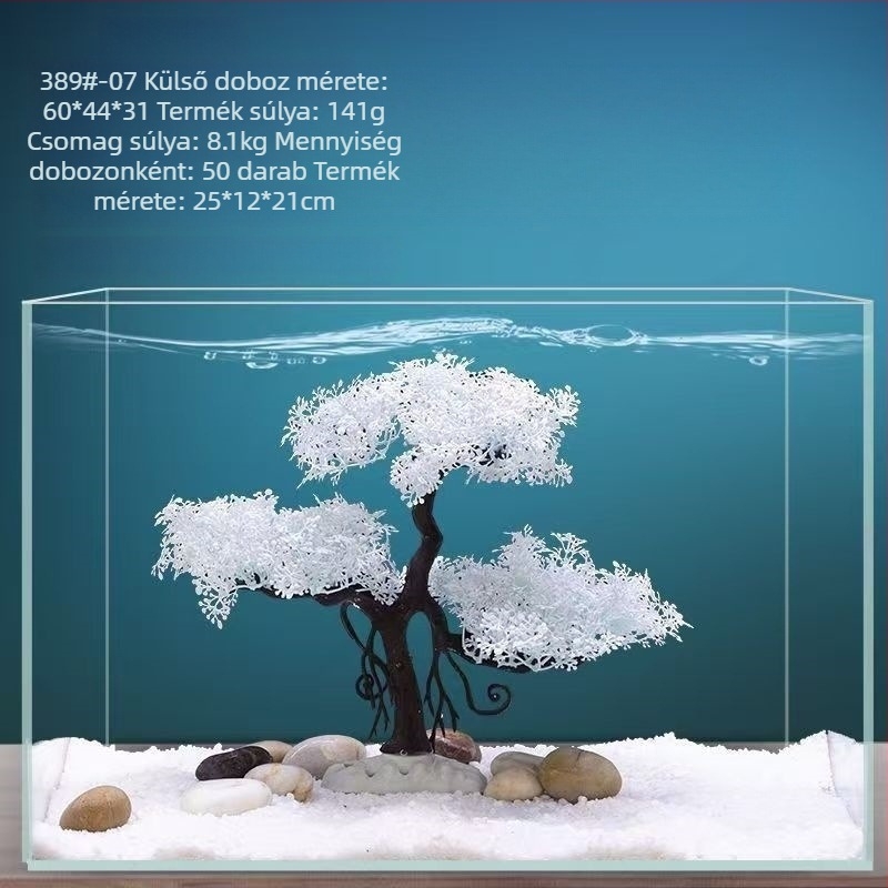 26 új akváriumi táj-dekorációs modellek: mesterséges vízi növények, cserepes növények és bonsai díszítés