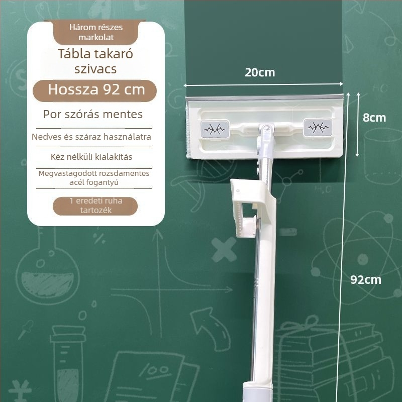 Fekete táblához használható kendő — speciális mop a kréta letörléséhez, kézmosás nélkül, pormentes, nedves és száraz használat