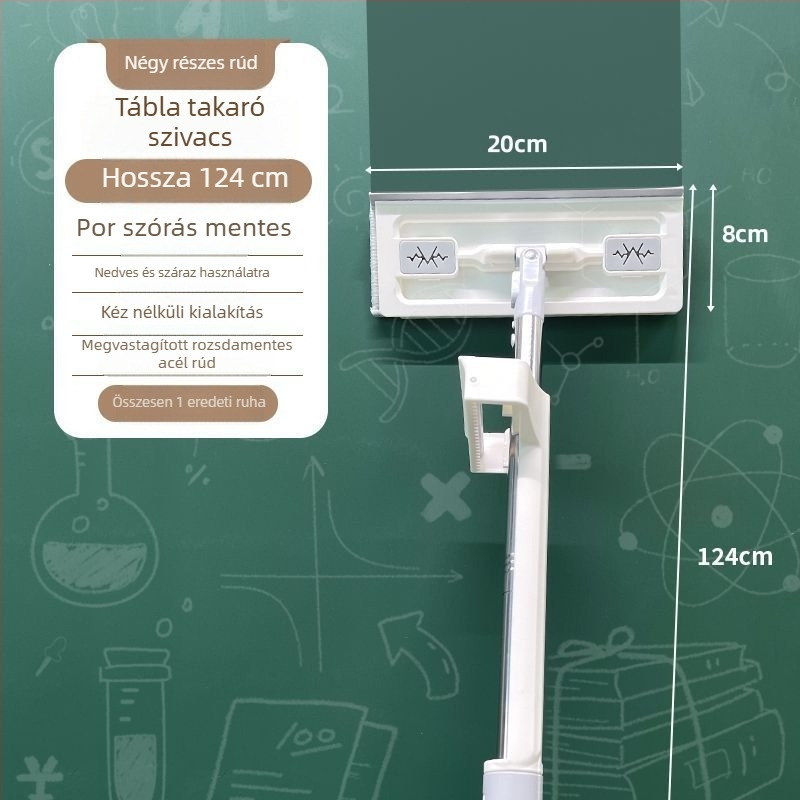 Fekete táblához használható kendő — speciális mop a kréta letörléséhez, kézmosás nélkül, pormentes, nedves és száraz használat