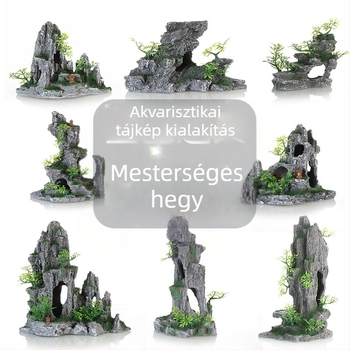 Akvarisztikai tájkép dekor készlet műanyag gyantából (Anyag: Műanyag; Stílus: Szimulált zöld növények tájkép; Funkció: Hangulatteremtés; Fő felhasználás: Tájkép kialakítása; Csomagolás: 10 db)