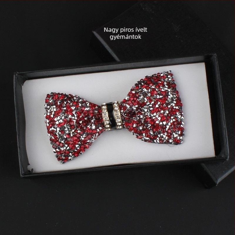 Strasszos csokornyakkendő bőr belsővel, uniszex kiegészítő formális öltözethez