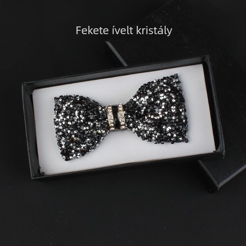 Strasszos csokornyakkendő bőr belsővel, uniszex kiegészítő formális öltözethez