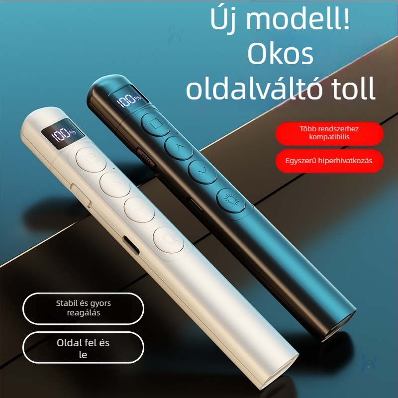 Oldalváltó toll lézerpointerrel, újratölthető, távirányító, PC-ház, üzleti prezentációkhoz