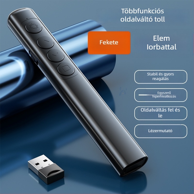 Oldalváltó toll lézerpointerrel, újratölthető, távirányító, PC-ház, üzleti prezentációkhoz