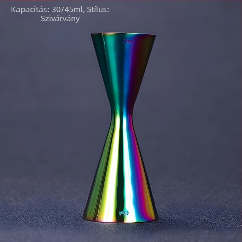 304 rozsdamentes acél koktél mérőedény kettős fejű mérőfejekkel, egy darabból álló design, unciás mérés, modern minimalista stílus, 2018-ban bevezetve, súly 100