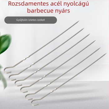 9-es alakú rozsdamentes acél BBQ nyársak kampóval – lapos nyársak bárányhoz