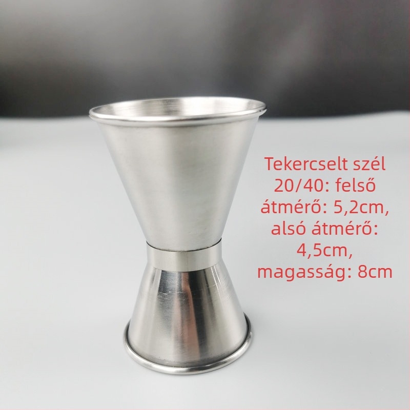 Dupla fejű bár mérőedény, 304 rozsdamentes acélból, egyenes él, hengerelt él