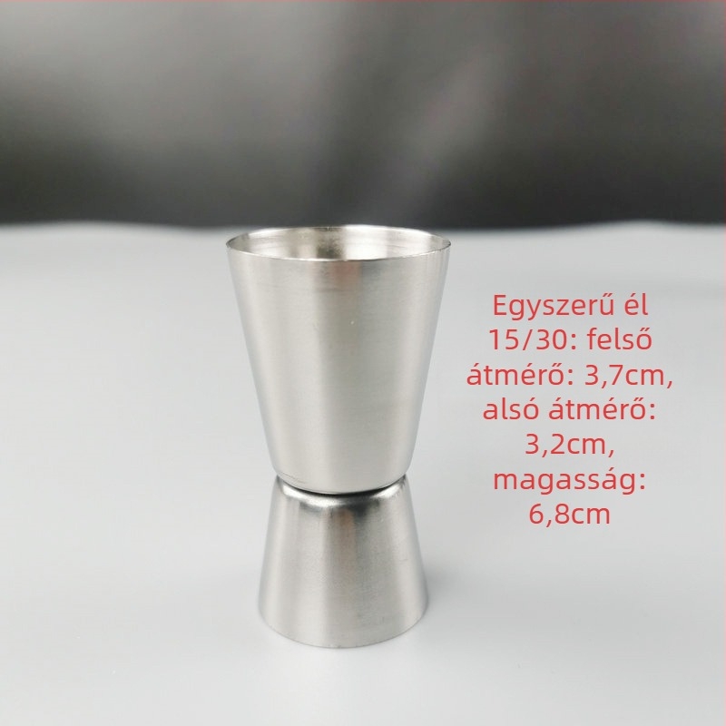 Dupla fejű bár mérőedény, 304 rozsdamentes acélból, egyenes él, hengerelt él