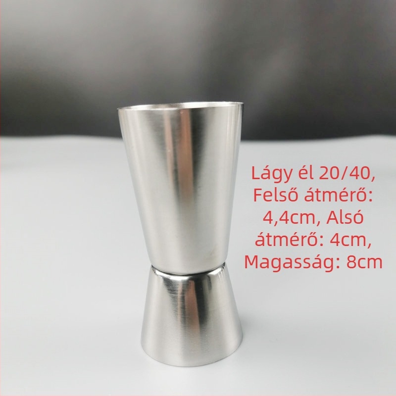 Dupla fejű bár mérőedény, 304 rozsdamentes acélból, egyenes él, hengerelt él