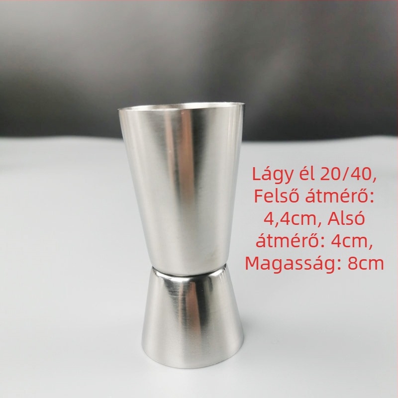 Dupla fejű bár mérőedény, 304 rozsdamentes acélból, egyenes él, hengerelt él