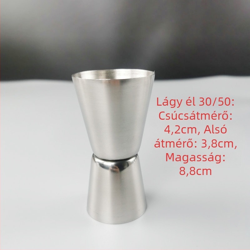 Dupla fejű bár mérőedény, 304 rozsdamentes acélból, egyenes él, hengerelt él