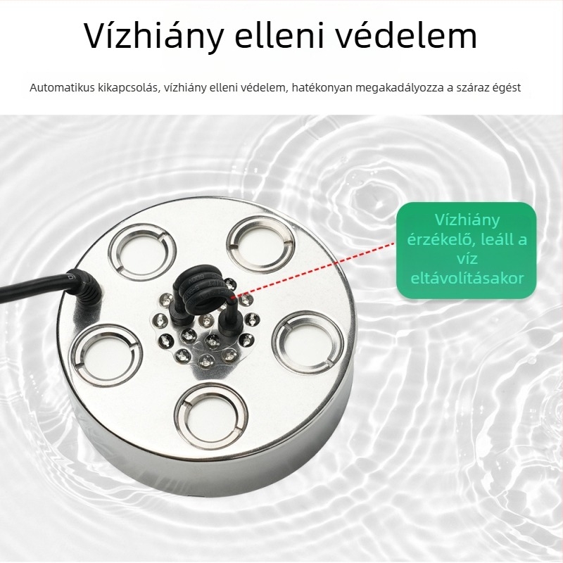 Rozsdamentes acélból készült akváriumi ködösítő LED tájvilágítással és ultrahangos atomizátorral