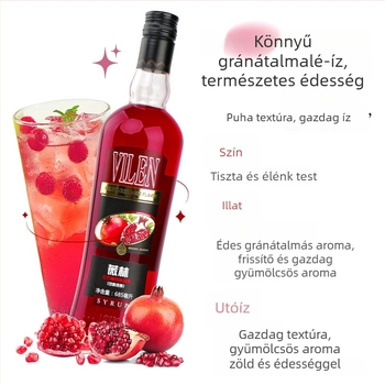Likőr gránátalmás ízű, alacsony alkoholtartalom, zárt csomagolás, tárolás szobahőmérsékleten