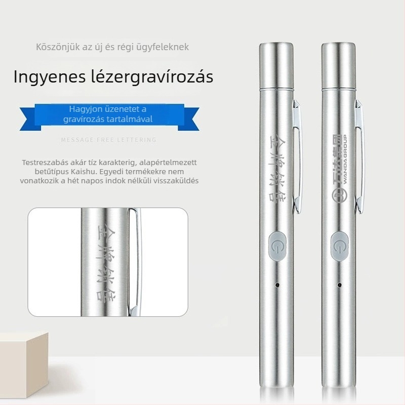 Fémes lézerpointer USB töltéssel, logónyomtatás, testreszabás és magáncímkés licenc; alkalmas homokasztalos bemutatókhoz, konferenciákhoz, túrákhoz és kiállítóterekhez