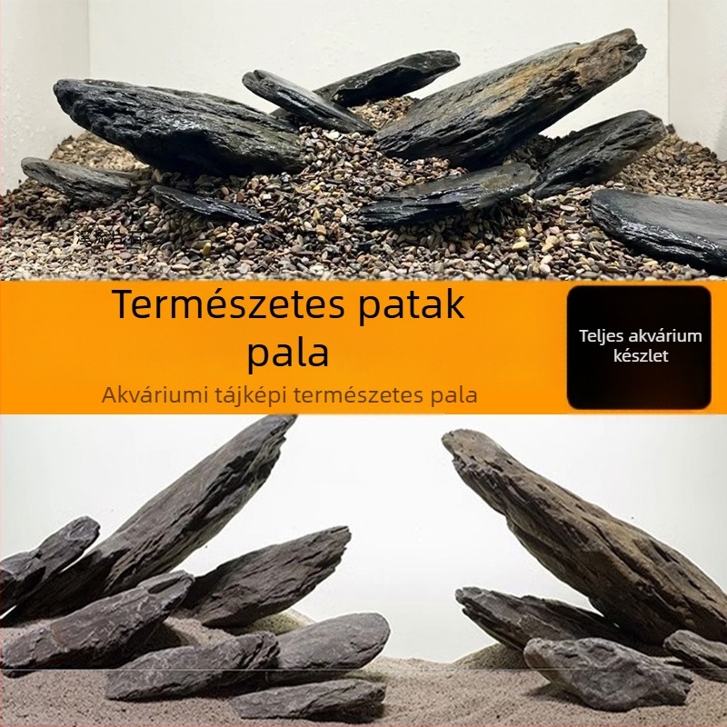 Akváriumi tájkép köves készlet: natív patakkövek, egymásra rakott kövek, aljhomok | Mini stílus, 2,5 kg