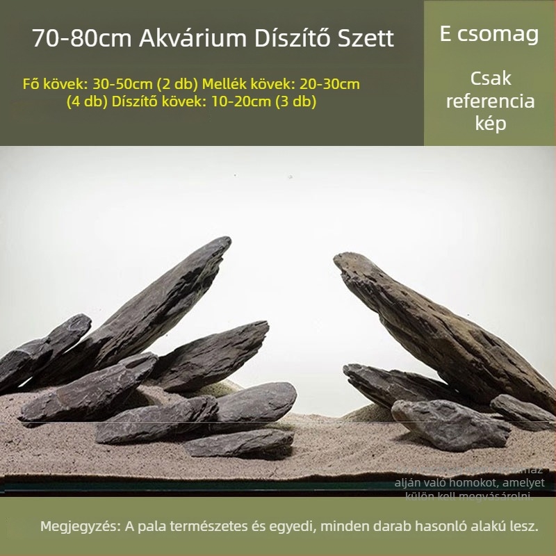 Akváriumi tájkép köves készlet: natív patakkövek, egymásra rakott kövek, aljhomok | Mini stílus, 2,5 kg