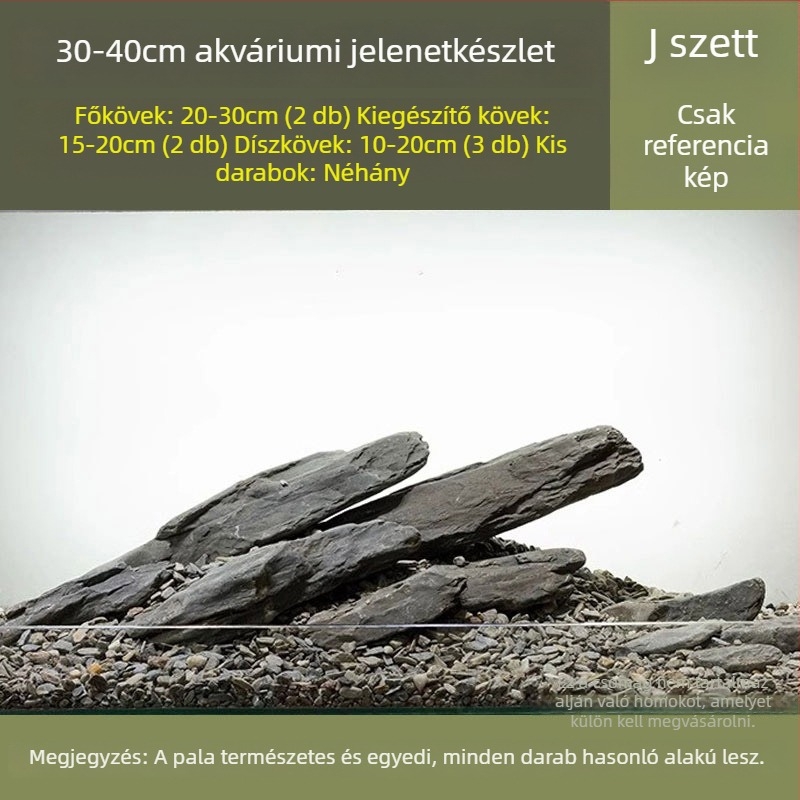 Akváriumi tájkép köves készlet: natív patakkövek, egymásra rakott kövek, aljhomok | Mini stílus, 2,5 kg
