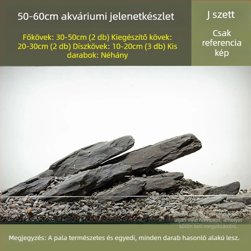 Akváriumi tájkép köves készlet: natív patakkövek, egymásra rakott kövek, aljhomok | Mini stílus, 2,5 kg