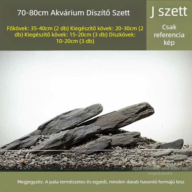 Akváriumi tájkép köves készlet: natív patakkövek, egymásra rakott kövek, aljhomok | Mini stílus, 2,5 kg
