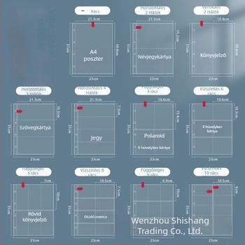 Fénykép albummal belső oldalak átlátszó PP zsebbel, cserélhető, kompatibilis 4- és 6 lyukhoz, 10 vagy 25 oldal