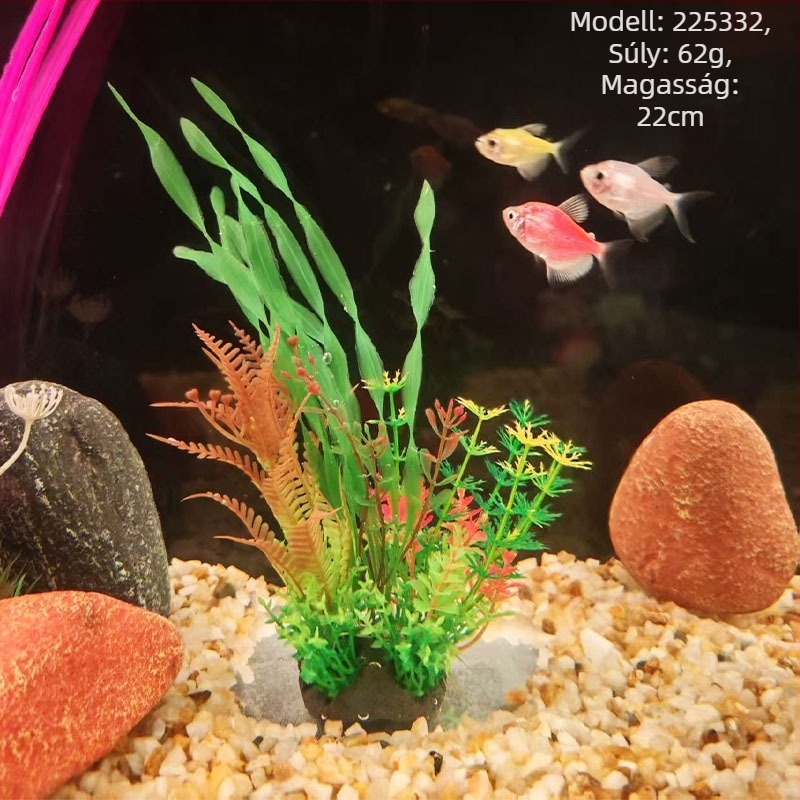 PE anyagú akváriumi mesterséges növények – műfű stílusú, akváriumi dekoráció, márka Beautiful scenery, súly 62–65 g