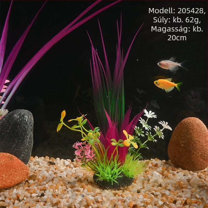 PE anyagú akváriumi mesterséges növények – műfű stílusú, akváriumi dekoráció, márka Beautiful scenery, súly 62–65 g