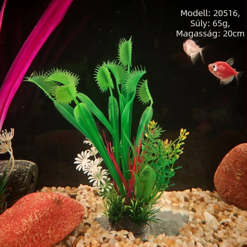 PE anyagú akváriumi mesterséges növények – műfű stílusú, akváriumi dekoráció, márka Beautiful scenery, súly 62–65 g