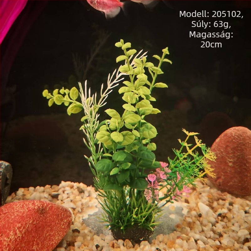 PE anyagú akváriumi mesterséges növények – műfű stílusú, akváriumi dekoráció, márka Beautiful scenery, súly 62–65 g