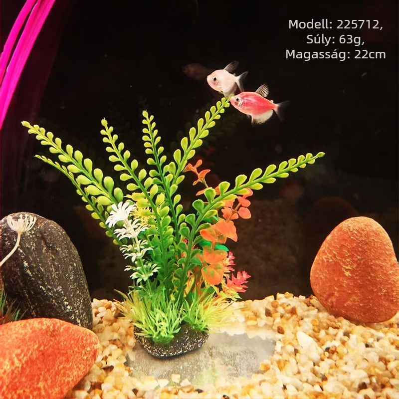 PE anyagú akváriumi mesterséges növények – műfű stílusú, akváriumi dekoráció, márka Beautiful scenery, súly 62–65 g