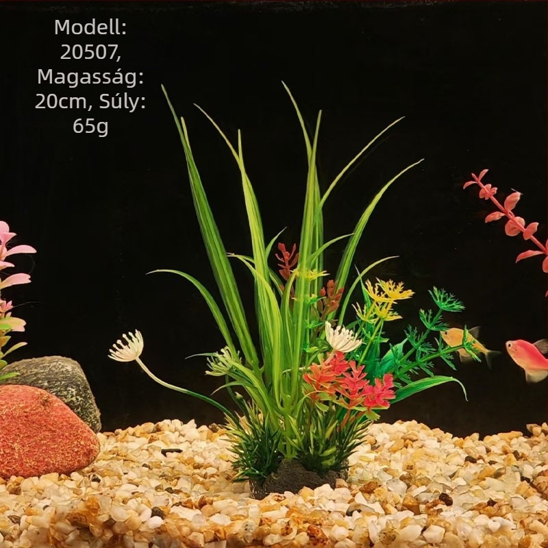 PE anyagú akváriumi mesterséges növények – műfű stílusú, akváriumi dekoráció, márka Beautiful scenery, súly 62–65 g