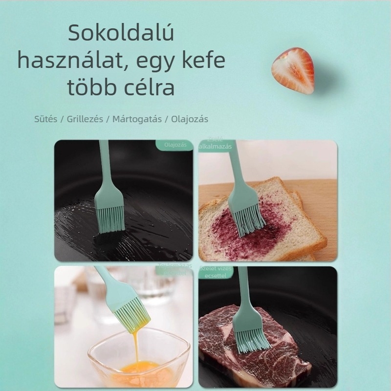 Silikon olajecset palacsintákhoz, barbecue-hoz és sütéshez, magas hőmérsékletre ellenálló, nem hullik ki a szálak, élelmiszerbiztonságú szilikon (Magas hőmérséklet; Nem hullik ki a szálak; Élelmiszerbiztonságú szilikon)