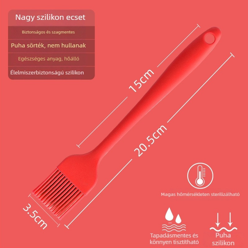 Silikon olajecset palacsintákhoz, barbecue-hoz és sütéshez, magas hőmérsékletre ellenálló, nem hullik ki a szálak, élelmiszerbiztonságú szilikon (Magas hőmérséklet; Nem hullik ki a szálak; Élelmiszerbiztonságú szilikon)
