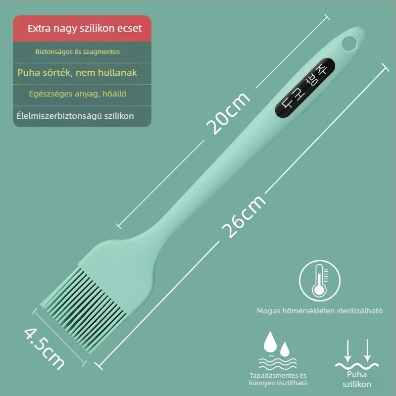 Silikon olajecset palacsintákhoz, barbecue-hoz és sütéshez, magas hőmérsékletre ellenálló, nem hullik ki a szálak, élelmiszerbiztonságú szilikon (Magas hőmérséklet; Nem hullik ki a szálak; Élelmiszerbiztonságú szilikon)