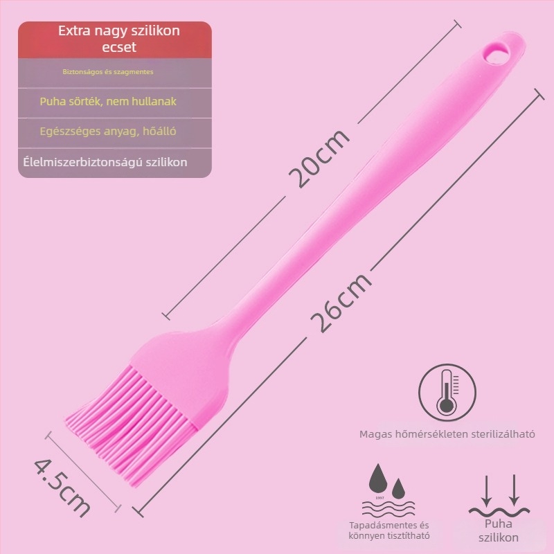 Silikon olajecset palacsintákhoz, barbecue-hoz és sütéshez, magas hőmérsékletre ellenálló, nem hullik ki a szálak, élelmiszerbiztonságú szilikon (Magas hőmérséklet; Nem hullik ki a szálak; Élelmiszerbiztonságú szilikon)