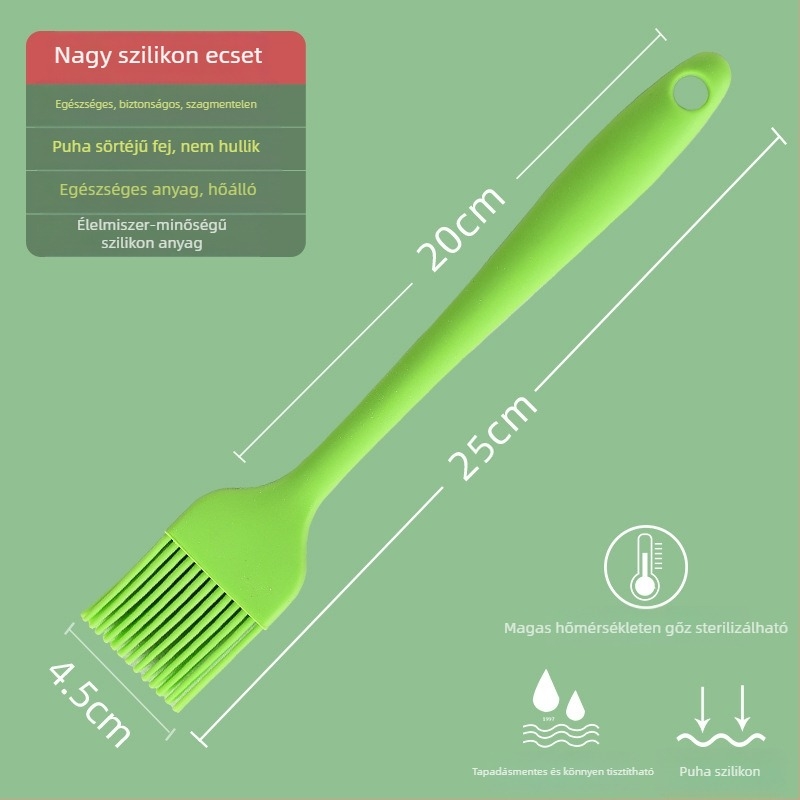 Silikon olajecset palacsintákhoz, barbecue-hoz és sütéshez, magas hőmérsékletre ellenálló, nem hullik ki a szálak, élelmiszerbiztonságú szilikon (Magas hőmérséklet; Nem hullik ki a szálak; Élelmiszerbiztonságú szilikon)