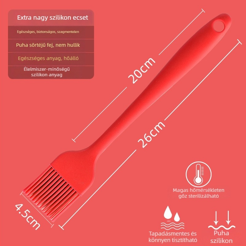 Silikon olajecset palacsintákhoz, barbecue-hoz és sütéshez, magas hőmérsékletre ellenálló, nem hullik ki a szálak, élelmiszerbiztonságú szilikon (Magas hőmérséklet; Nem hullik ki a szálak; Élelmiszerbiztonságú szilikon)